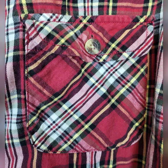 C.E. Schmidt Women's Workwear Red Plaid Long Sleeve Button Down Shirt Size L - Picture 4 of 6
